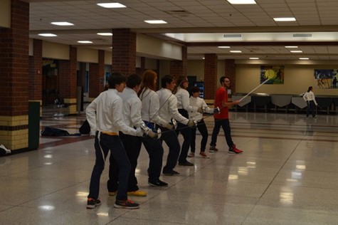 Patrick Marine leads his Saber team in a game of Advance and Retreat.