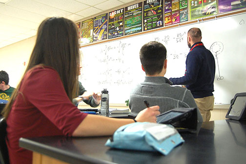 Andersen takes notes in Dollaske’s physics class. After school, Andersen is involved in the dance team.