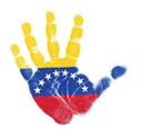 A hand print of the Venezuelan flag.