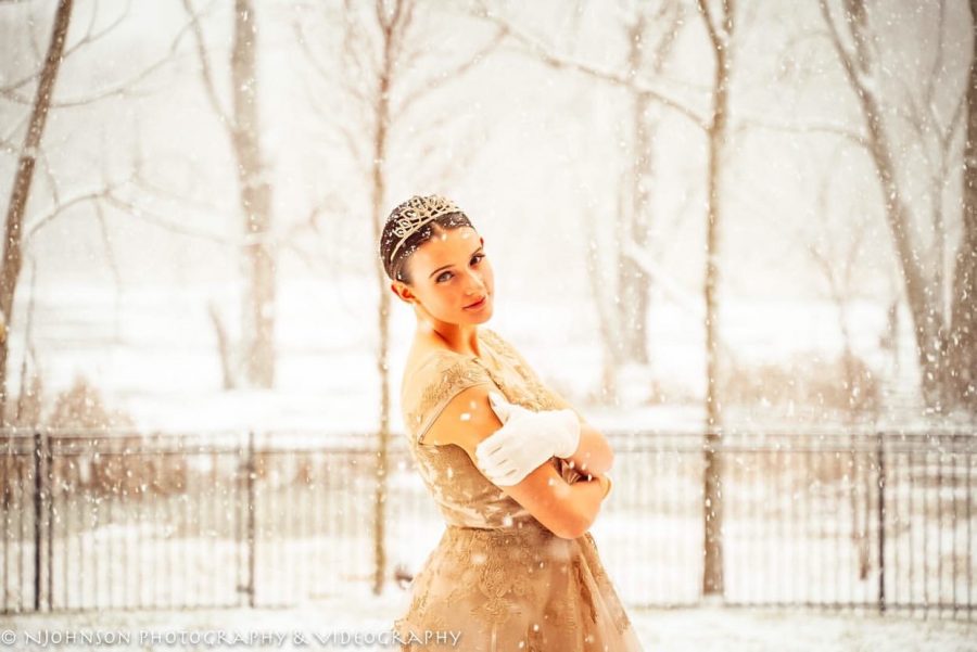 When Johnson isnt on a shoot with a client or friend, she uses her tripod to capture creative self portraits. In this one shes stepped into a winter wonderland as her setting.