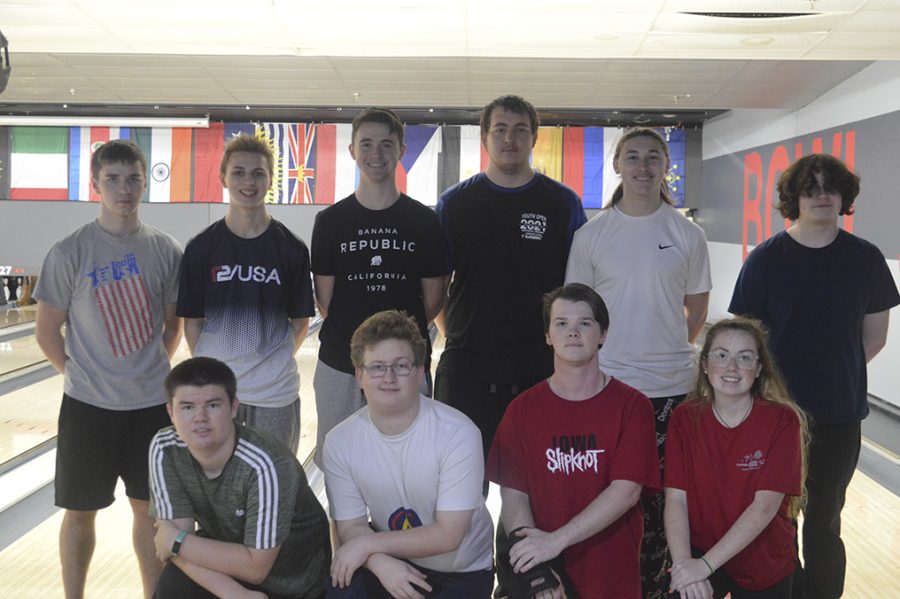 Team poses for photo before big conference position night. The bowlers will have their final match on Friday the 17th to qualify for sectionals.