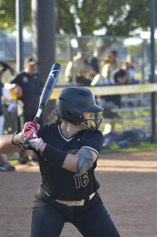 Junior Gabby Fowler prepares to swing her bat. Fowler set a school record of 15 home runs hit this past year.