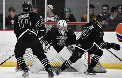 Atkins has been goaltending for the last ten years of his hockey career. This is his second season in goal for the Central Indiana Knights.