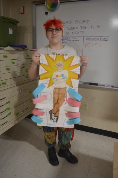 This is Shipley’s last piece in his AP investigation of exploring his identity. The piece resembles the last step in his transition as he becomes comfortable in his own body.